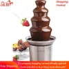 Andra köksmatsal 4Layer Electric Chocolate Fountain Machine som är lämplig för fester kan doppas i jordgubbar äppelkilar grönsaker etc 231114