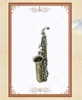 Saxophone Alto en mi plat, corps en bronze sculpté, coquille d'ormeau, clé verte, saxophone à vent antique