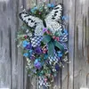 Decorative Flowers Spring Rose Butterfly Wreaths Artificial Wreath Mother's Day Home Wall Hanging For Front Door Living Room Art