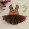 Sets Tregren 0 24M born Infant Baby Girls Christmas Deer Romper Dress Tulle Patchwork Sleeveless Bodysuit Cute Festival Clothes 231113