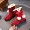 Boots Botas De Nia Child Snow Plush Ankle Anti Slip Cotton Shoe Bow Tie Girl Boot Platform Kid Kid s 231113