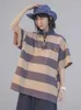 T-shirts pour femmes Harajuku chemise rayée femmes à manches courtes haut femme surdimensionné t-shirt col polo dames mode Preppy Style t-shirts été