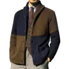 Vestes pour hommes Angleterre Style Pull en tricot Mâle Couleur Bloc Cardigan Revers Manteau à simple boutonnage Pulls en tricot Vêtements 231114