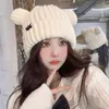 BeanieSkull Caps Lovely Womens Fashion Knitted Hat Cute Bear Ears Adult Soft Plush Thickened Outdoor Ear Protection Warm Female 231113