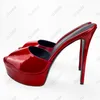 Olomm New Fashion Handmade Women Lamed Platform Mules Sandals Sexy Stiletto Heel Open Tee Elegant Black Disual Shoes Size 47 52