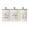 Botellas de almacenamiento 3x botes de cocina retro con tapas para té, café, azúcar, tarro, recipiente de metal, estaño, decoración de granja beige