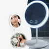 Miroirs compacts Miroir de courtoisie LED avec fonction ventilateur Miroirs de beauté X5 Loupe Écran tactile Miroir de maquillage de bureau amovible 231113