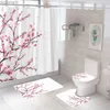 Tende da doccia Fiori di ciliegio Fiori Stampa Tessuto Tenda da doccia Tenda da bagno Set Tappeti antiscivolo Copriwater Tappetino da bagno Arredamento bagno R231114