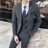 Męskie garnitury Blazers S-7xl Blazer Vest Pants High-end Brands Plaid Retro Business Groom Wedding Party Slim Suit Fashion British Style Performance 231114