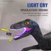 Animais elétricos / RC 2.4G Raptor Inteligente AnimalRC Dinossauro Controle Remoto Dinossauro Música Luz Brinquedo Elétrico Andando Animais Brinquedos Para Crianças Criança Q231114