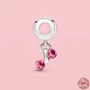 S925 Charms in argento Ciondolo Manubrio Cuore Ciondola Charm Bead Fit Original Pandora Bracciali Collana per accessori donna designer Fine Jewelry