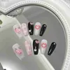 Faux ongles faits à la main y2k flamme camellia faux clou avec de la collusion de collusion en strass sur les ongles