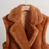 Women's Fur Faux Fur Luxury Brand Runway Fashion Long Teddy Bear Gilet Fur Vest Coat Women Winter Warm Oversized Sleeveless Faux Fur Jacket Waistcoat 231113