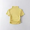 Vêtements de scène T-shirt d'entraînement de danse latine femmes adulte serré couleur unie vêtements de danse col haut respirant élastique Base chemise