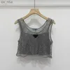 Designer Badge T-shirts Tops Voor Vrouwen Knipperende Strass Holle Mesh Hemdje Dameskleding Sexy Halter Tanks Goodgood