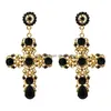 Dangle Chandelier Women Fashion Earrings Fl Crystal Gold Cross Earring Sweet Metal With Bijou For Accessories Drop Delivery Dhgarden Dhkbn