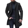 Men's Jackets Winter Men Woolen Coat Casual Fashion Lapel Single Breasted Youth Style Midlength Slim Long Sleeve Jacket 231113