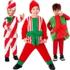 Kleidung Sets Kinder Jungen Weihnachten Santa Claus Cosplay Kostüm Rot Streifen Winter Weihnachten Junge Kleidung Top Hosen Hut 3 stücke Set Leistung Kostüme 231113