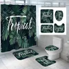 Tende da doccia Foglie Tende da doccia Piante tropicali Stampa Tenda da doccia Set Tappeto impermeabile Tappeto WC per il bagno R231114