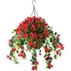装飾的な花人工吊りバスケット偽の植物ブーケはホームパティオローンガーデンデコレーションのためのブーゲンビリアシルクのつる