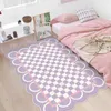 Carpets Checkerboard carpet cute plaid irregular IG girly rugs large area bedroom carpet fluffy soft polyester floor mat decoration home W0413