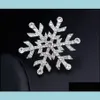 Feest Gefoort Kerst Crystal Snowflake Broche Gunsten Sier Rhinestone Alloy Broches Xmas Pins Clips Pin Pin Vrouwen Kinderen Geschenkdruppel Del Dhiru