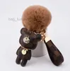 Mode nyckelring sötbjörn tryck mönster pu läder nyckelringar biltillbehör ring lanyard nyckel plånbok rep kedja set