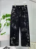 Original Bale Pants Loose Fit Casual Pants Graffiti Wide Leg Washing Straight Löst Jeans Herrbyxor