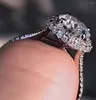 Klaster Pierścienie Solid 14k białe złoto kobiety w przyjęciu na przyjęcie rocznicowe pierścionek zaręczynowy 1 2 3 4 5 Diamentowy Minsanite Diamond Trenda