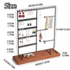 Smyckespåsar DIY Display Stand Metal Shelf Träbricka Armband Arrangör Holder Multifunktion 5-Tier Ear Stud Earring Rack