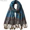 Scarves Paisley Flowers Borders Pashmina Silk Scarf Shl Wrap Blanket Reversible Comfortable Vintage With Tassels Soft 70X180cm 200g YQ231114