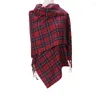 Écharpes 2023 British Classic Plaid Écharpe Femme Automne et hiver Chaud Faux Cachemire Châle Double usage Cadeau de Noël