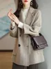 Womens Wool Blends Coat Elegance Coats and Jackets Women in Autumn Winter Jacket Korean Style Long Sleeve Office Lady Trench 231114