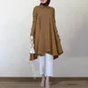 Women's Blouses Fashion High Quality Casual Girl's Blouse Long Sleeve Top Swallow Tail Islamism For Muslim Women Many Colors