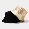 Basker unisex hink hatt vattentät fast färg reversibel solkapsling faux läder platt topp fiskare för daglig slitage
