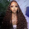 Малайзия бесклеевой 5x5 HD кружевной коричневый шоколадный свободный парик из человеческих волос с глубокими вьющимися волосами предварительно выщипанный парик 13x4 спереди для чернокожих женщин