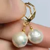 Dangle Earrings Natural Baroque White Pearl 14Kカーニバル養殖ファッション女性母の日イースターフールラッキー