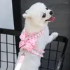 Colarinho de cachorro fofo arco rosa pequeno com arnês de tração de diamante e tira no peito para chihuahua yorkshire pomeranian shih tzu maltese poodle