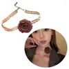 Choker Fashion Fabric Flower Elegant Floral Necklace Summer Festival Jewelry Short Brown For Women Girl
