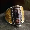Cluster Ringen Tibetaanse Negen Eyed Hemelse Parel Zakiram Ring Voor Mannen Gedurfde Opening Retro Etnische Stijl Sieraden