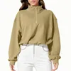 Women's Hoodies Women Sweatshirt Harajuku Green Zipper Collar Hoodie Korean Vintage Long Sleeve Crop Tops Y2k Oversize Blouses Girls