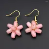 Boucles d'oreilles pendantes 1 paire plaqué or fleurs filaires pierre vert clair lavande rose bijoux de fête pour femmes dame