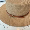 Wide Brim Hats Sunscreen Sunshade With Belt Buckle Travel Flat Top Women Sun Hat Cap Bucket Straw