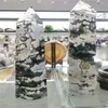 Estatuetas decorativas de peixe natural Ocean Ocean Jasper Coluna Sea Jade Pedras de Cristal e Minerais Grande Tower Living Design Feng