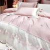 Ensembles de literie de luxe 2023 120S coton Home Set couverture drap plat lit pour adulte Edredom King cadeau couette