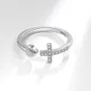 New Fashion Jewelry Diamond-Encrusted Cross Love Opening Ring Geometric Type Peach Heart Women'S Ring Jewelry