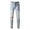 pantaloni firmati jeans viola da uomo Nuovo stretch sottile dolore strappato Moda casual street style di alta qualità LNYV