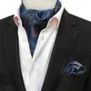 Laços de luxo homens seda ascot gravata conjunto homem cravat lenço define floral paisley bolso quadrado gravata para festa de casamento