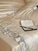 Sängkläder sätter chic blommor broderi prinsessan set 1000tc eucalyptus lyocell mjuk silkeslen champagne täcke täcke lakan kudde