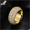 Bandringe Luxus 5 Reihen Moissanit Ring Pass Diamant Tester 925 Sterling Silber Glänzend Modeschmuck Ringe Männer Drop Lieferung Schmuck R Dhwce